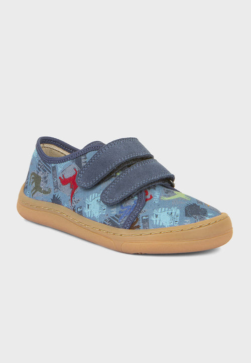 Froddo canvas sneakers - Blå Dinosaurer - Barfodssko