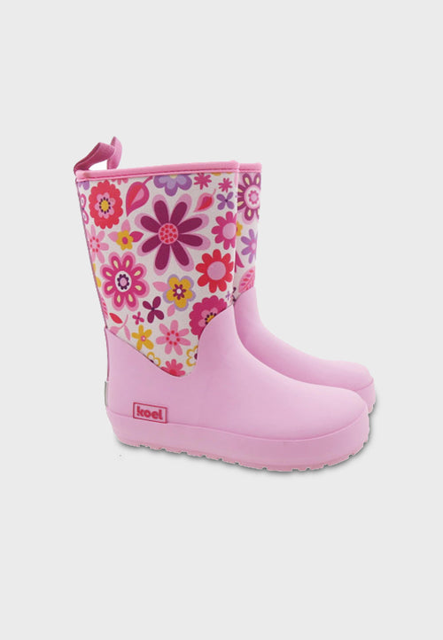 Koel Shoes Neopren Gummistøvle - Lyserød med blomster