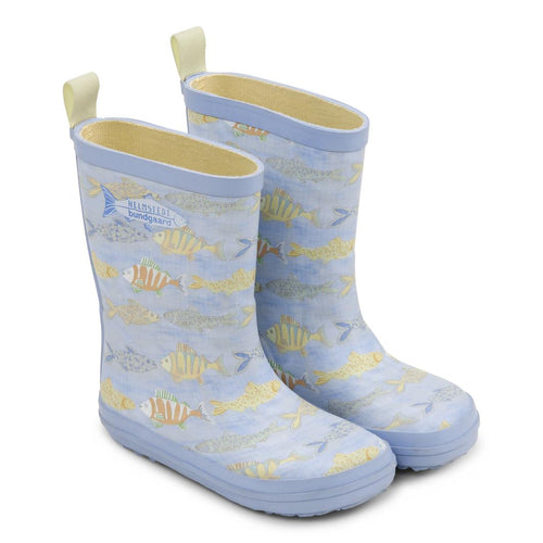 Bundgaard Gummistøvle Charly High - Naturgummi - Blå fisk