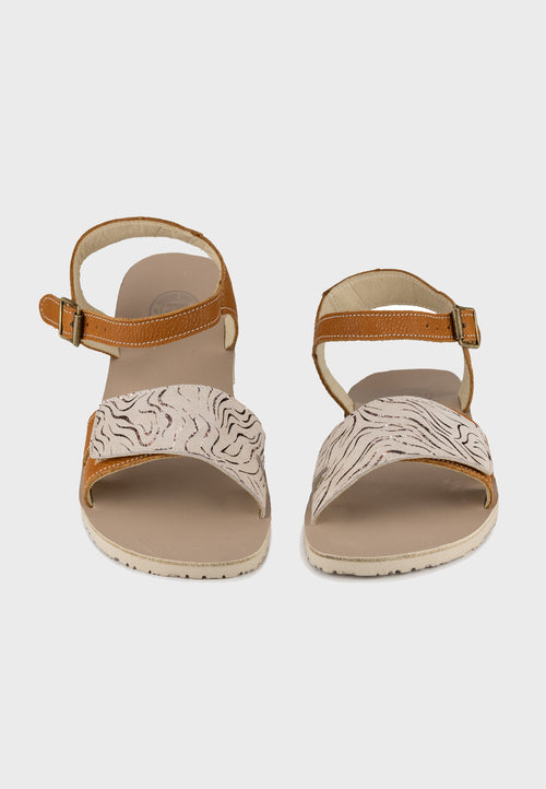 Zeazoo Sahara Brown/Zebra sandal - Brun med guldstriber