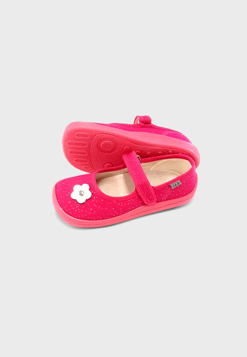Beda sandal/ballerina med rem - Tekstil - Pink Shine