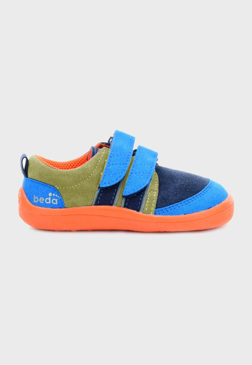 Beda low-cut læder sneaker - Mandarine - Blå og Grøn