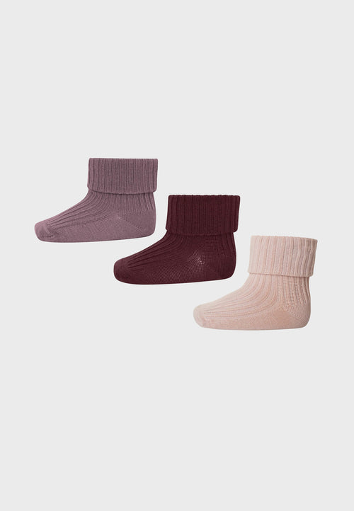 MP Denmark 3-pak - Lilla, bordeaux, rosa no. 33 - Uldstrømper