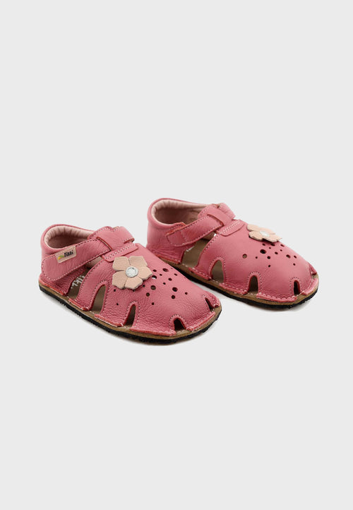 Tikki Kids Aranya Blush - Læder sandal - Pink med blomst