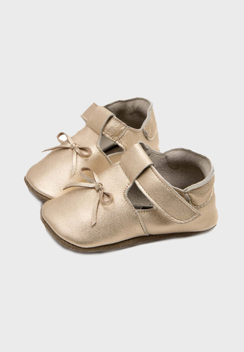 Zeazoo Colibri - Guld med sløjfe - Barfodshjemmesko